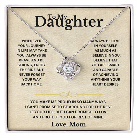 Gift for Daughter "You Make Me Proud" Love Knot Necklace from Mom